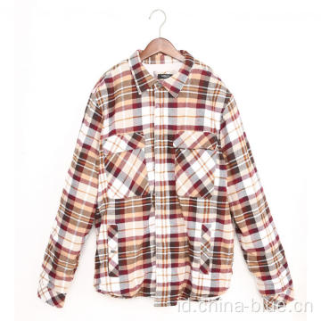 jaket kemeja katun flanel lembut pria